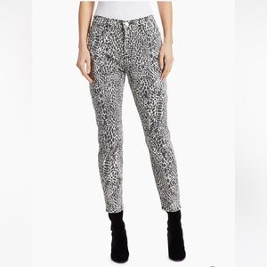 Frame Denim Pants Women 26 Black White Le High Rise Skinny Animal Print Noir NWT
